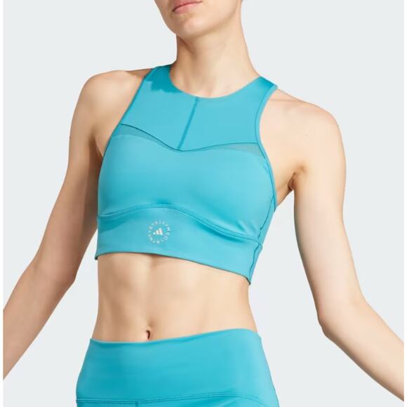 ADIDAS STELLA MCCARTNEY TruePurpose Training Crop Top Small Blue Bay NWT - Picture 1 of 10